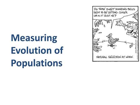 Measuring Evolution of Populations