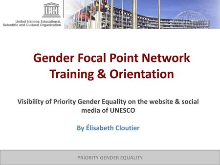 Gender Focal Point Network Training & Orientation