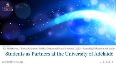 Students as Partners at the University of Adelaide