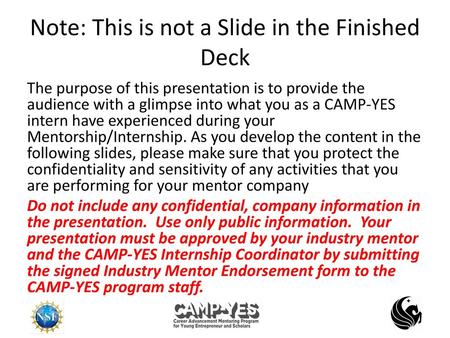 Note: This is not a Slide in the Finished Deck