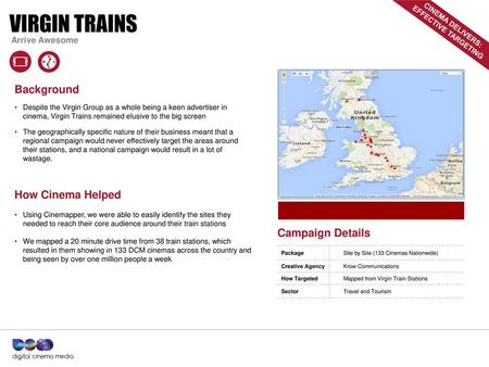 VIRGIN trains Background How Cinema Helped Campaign Details