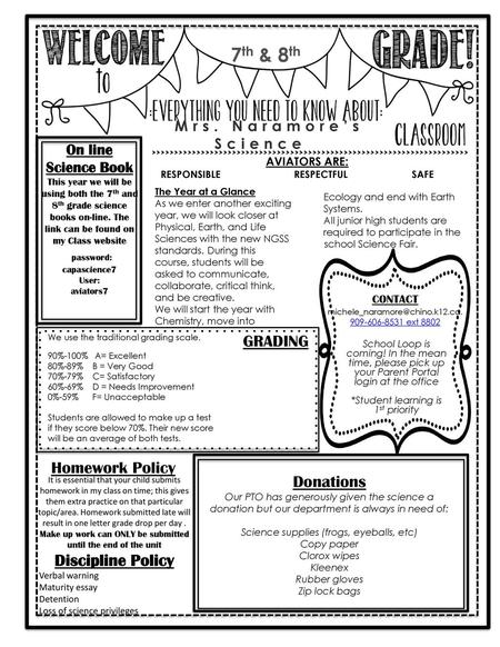 7th & 8th GRADING Homework Policy Donations Discipline Policy