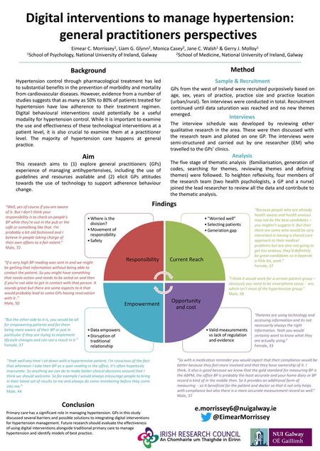 Eimear C. Morrissey1, Liam G. Glynn2, Monica Casey2, Jane C