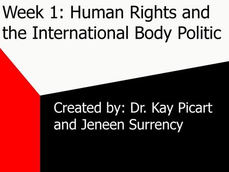 Week 1: Human Rights and the International Body Politic