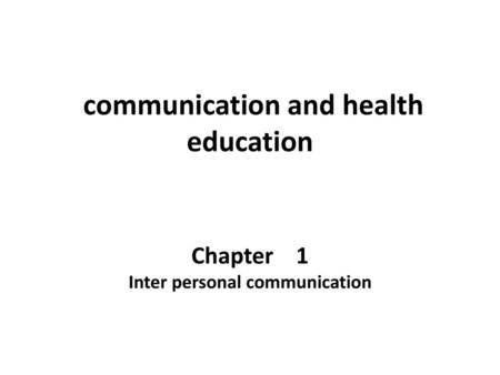 communication and health education