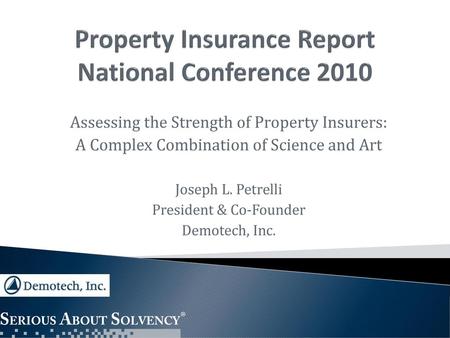 Property Insurance Report National Conference 2010