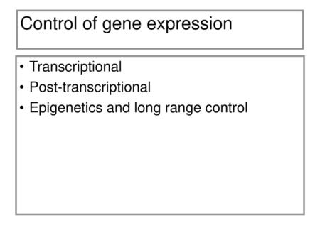 Control of gene expression