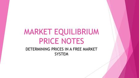 MARKET EQUILIBRIUM PRICE NOTES