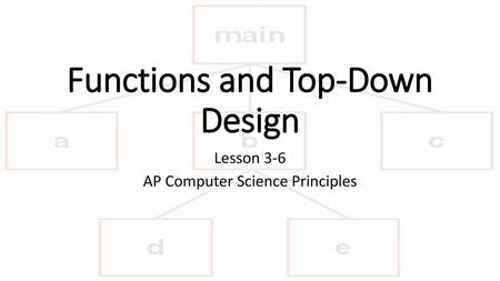 Functions and Top-Down Design