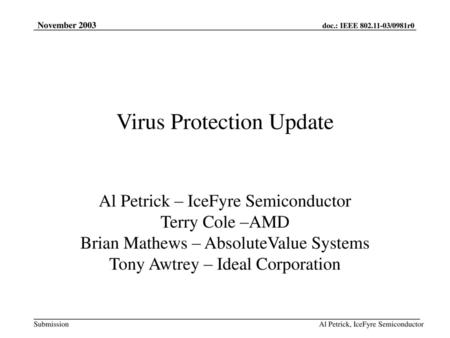 Virus Protection Update