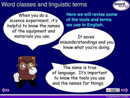 Word classes and linguistic terms