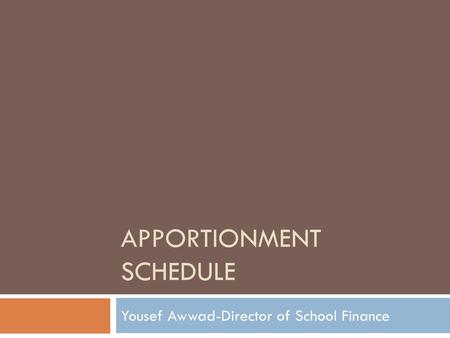 Apportionment Schedule