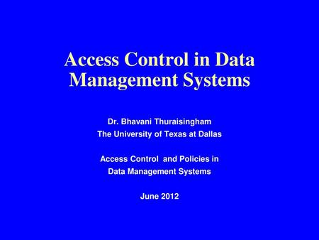 Access Control in Data Management Systems