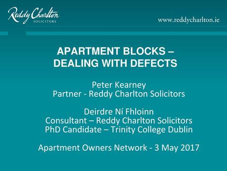 APARTMENT BLOCKS – DEALING WITH DEFECTS