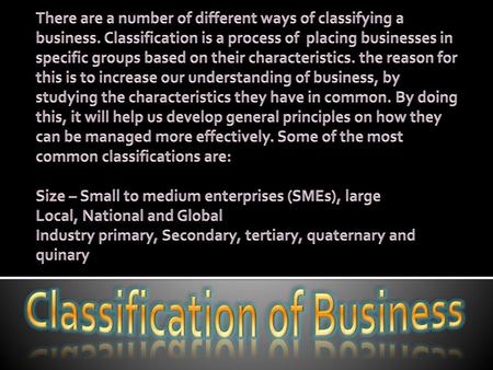 Classification of Business