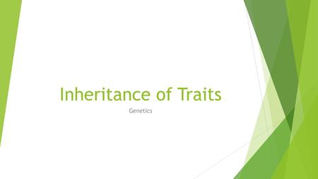 Inheritance of Traits Genetics.