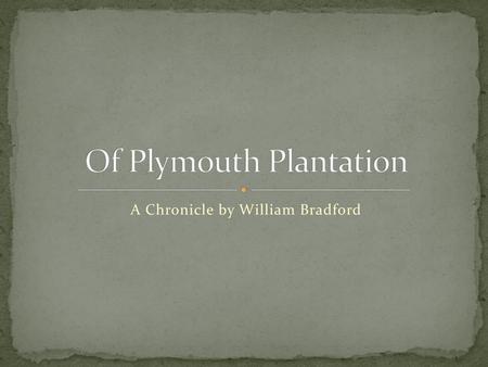 Of Plymouth Plantation