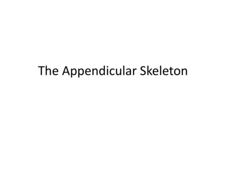 The Appendicular Skeleton