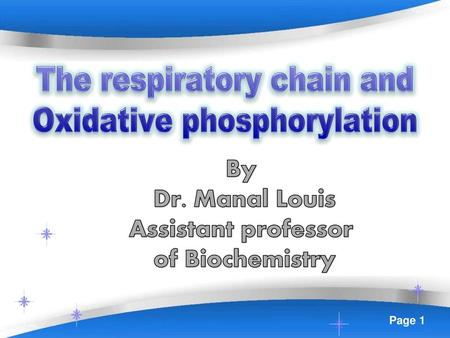 The respiratory chain and Oxidative phosphorylation