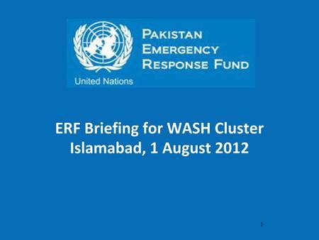 ERF Briefing for WASH Cluster