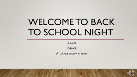 Welcome to back to school night