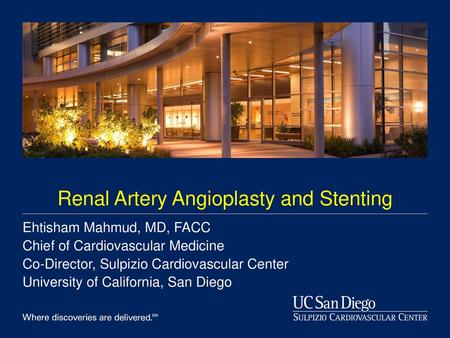 Renal Artery Angioplasty and Stenting