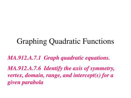 Graphing Quadratic Functions