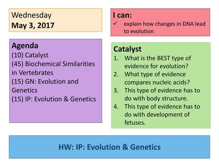 HW: IP: Evolution & Genetics