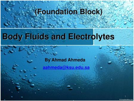 Body Fluids and Electrolytes