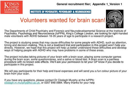 Volunteers wanted for brain scan!