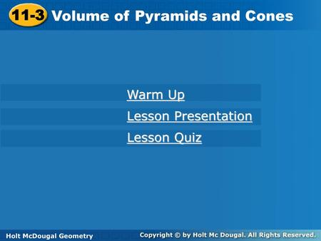 Volume of Pyramids and Cones