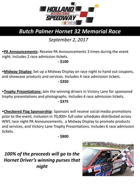 Butch Palmer Hornet 32 Memorial Race