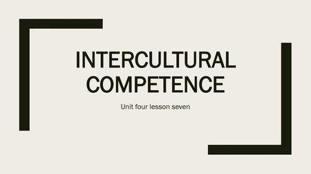 Intercultural competence