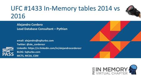 UFC #1433 In-Memory tables 2014 vs 2016