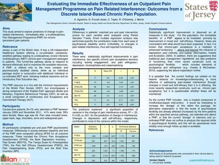 Evaluating the Immediate Effectiveness of an Outpatient Pain Management Programme on Pain Related Interference: Outcomes from a Discrete Island-Based Chronic.