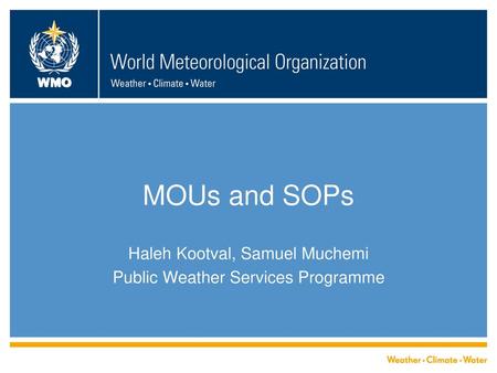 Haleh Kootval, Samuel Muchemi Public Weather Services Programme