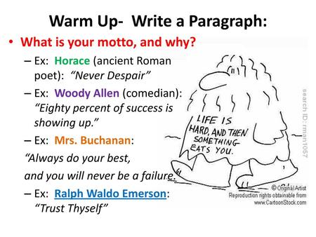 Warm Up- Write a Paragraph: