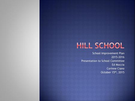 Hill School School Improvement Plan