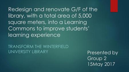 Transform the WiNTERFIELD UNIVERSITY LIBRARY