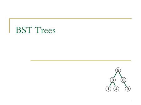 BST Trees 5 3 8 1 4 9.