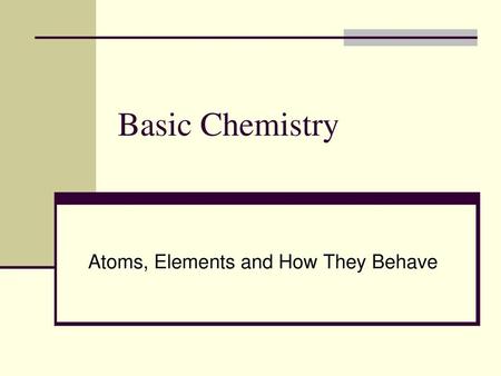 Atoms, Elements and How They Behave