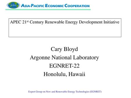 APEC 21st Century Renewable Energy Development Initiative