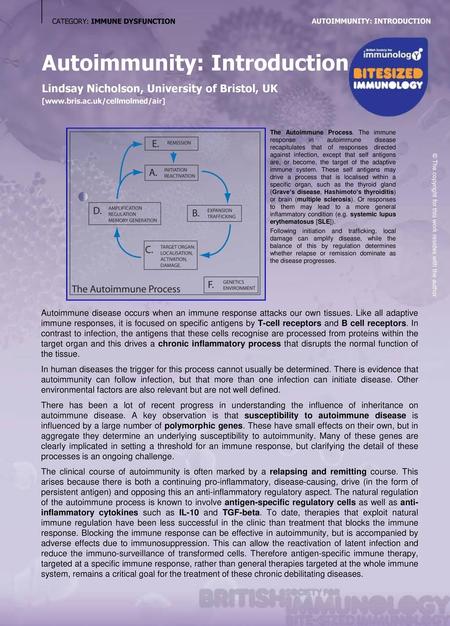 Autoimmunity: Introduction