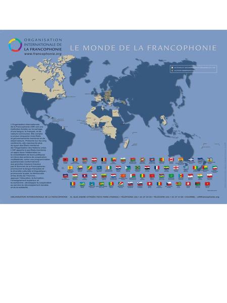 Map showing where French is the spoken over the world.