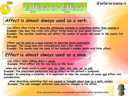 Affect or Effect ฝ่ายวิชาการคณะฯ