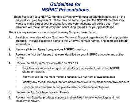 Guidelines for NSPRC Presentations