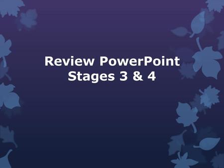 Review PowerPoint Stages 3 & 4