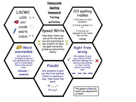 LSCWC Speed Write Finish! 123 spelling riddles Word unscramble