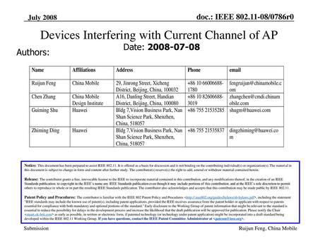 Devices Interfering with Current Channel of AP