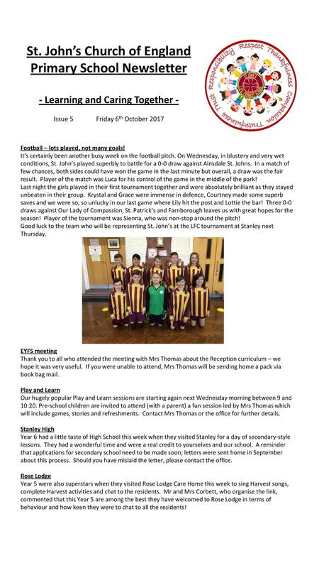 St. John’s Church of England Primary School Newsletter